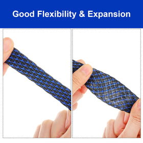 Xuniea braided cable sleeve 1-4 inch black roll slim fit for compact cords.