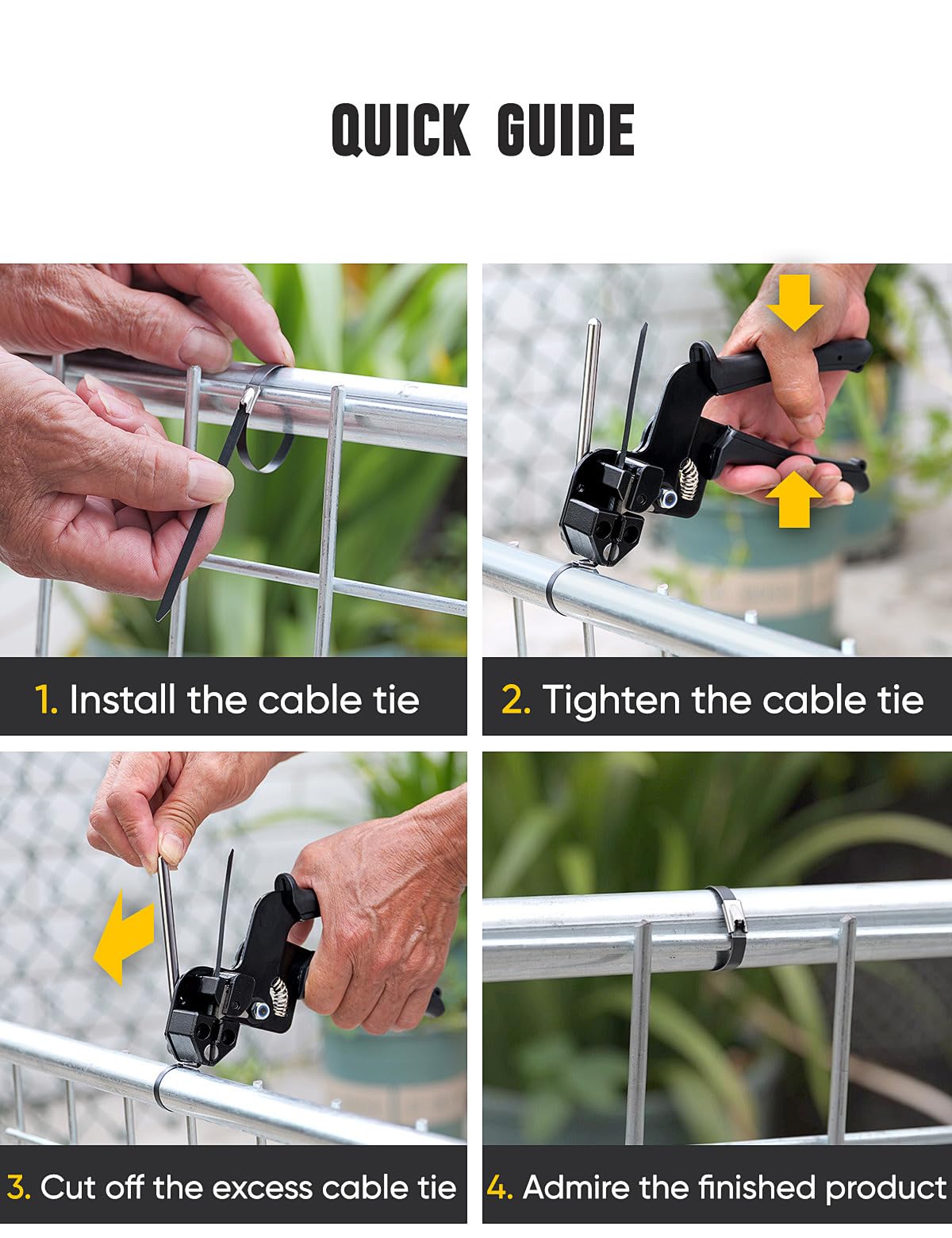 XUTTUM on-site lifestyle shot of user fitting ties on a farm fence efficiently