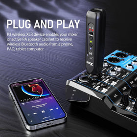Two Xvive P3 units set on mixer for stereo playback without cables benefit