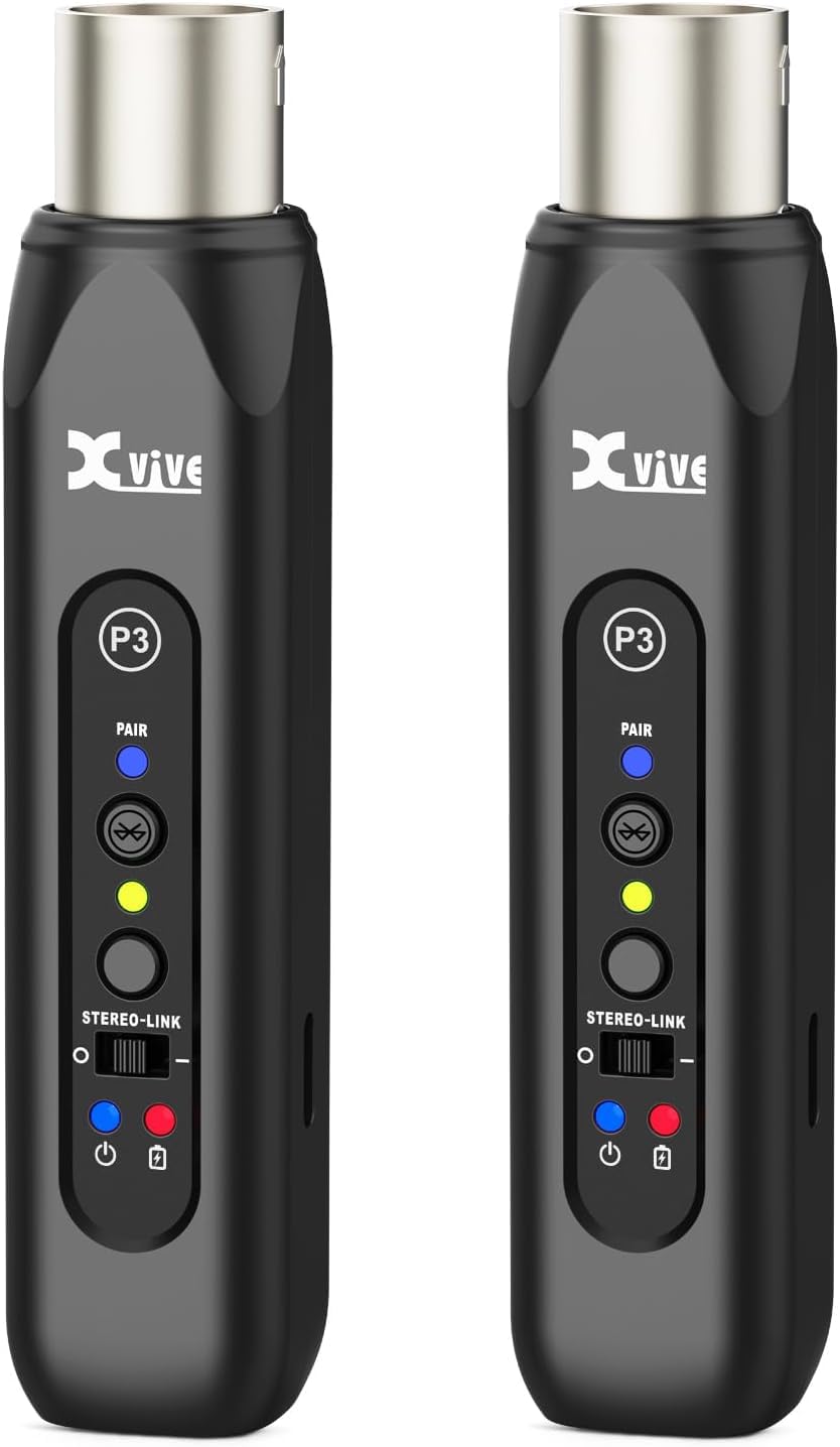 Xvive P3D Bluetooth receiver front view for mixer delivers wireless XLR audio