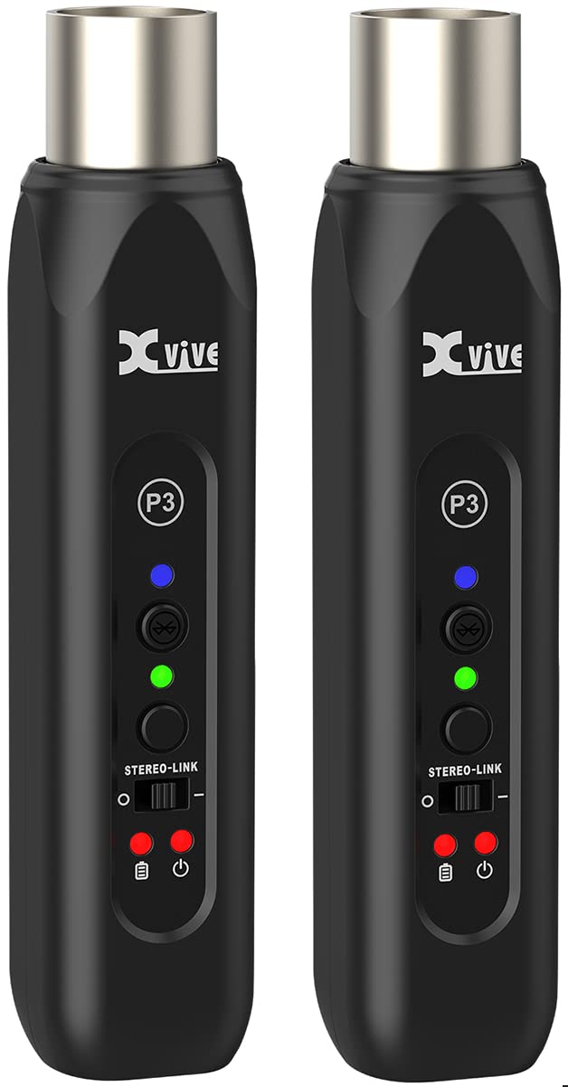 Xvive P3D Bluetooth XLR receiver pair ready for pro audio setups.