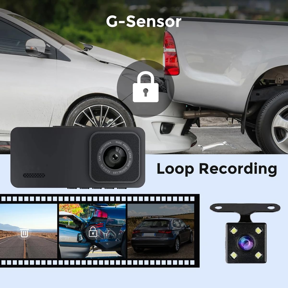 X W EI UNION dash G-Sensor locks clips after impacts for important events