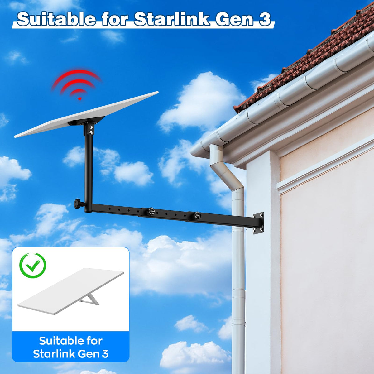 XXSSTUDIO extension-type-starlink-gen3-mount stainless steel with waterproof coating.