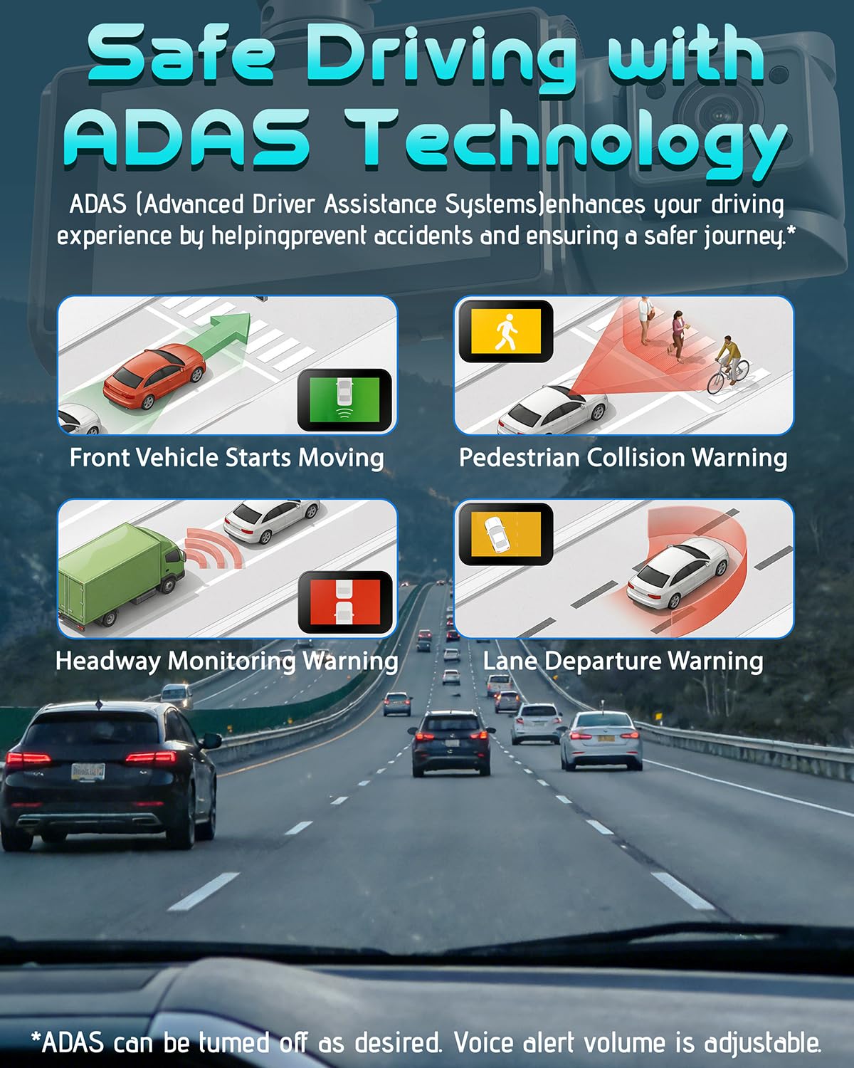 XYGCACO dashboard mounted view demonstrating full road coverage benefit