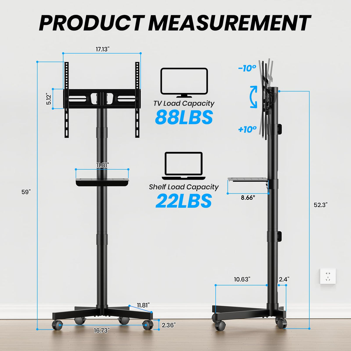 Xyndyx close-up of adjustable TV bracket showing secure mount and quick height changes