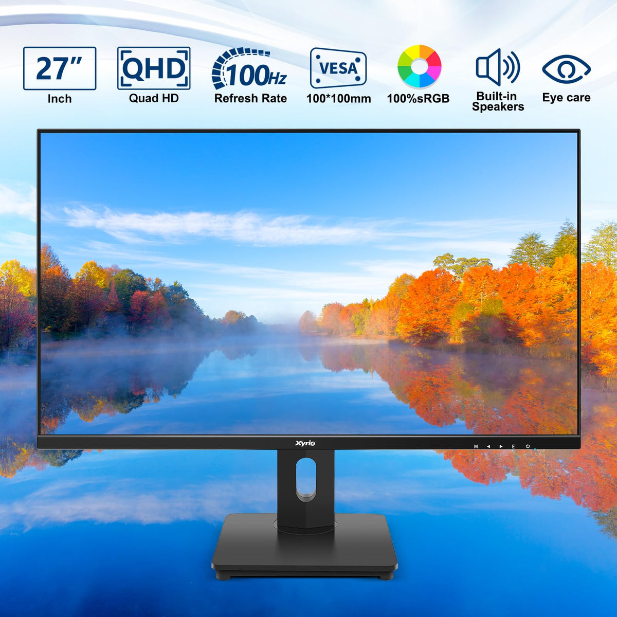 Xyrio monitor tilt-angle view enabling ergonomic setup.