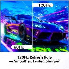 Xyrio 4K monitor with 120Hz and AMD FreeSync for smooth gameplay.