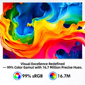 Xyrio 4K monitor built-in speakers reduce desk clutter while delivering sound.