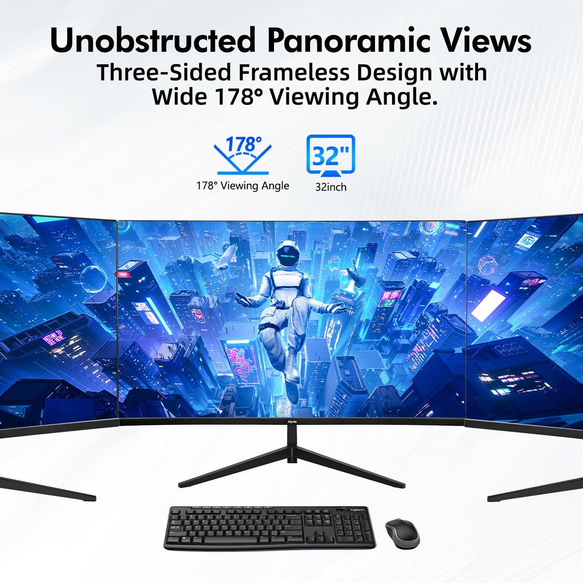 Xyrio 4K monitor VESA mount compatible for flexible setups.