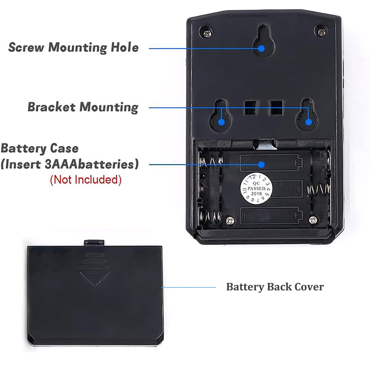 XYszpcgs PIR sound player battery compartment showing power option