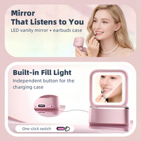 xzqioue open-ear earbuds in pink housing during a run.