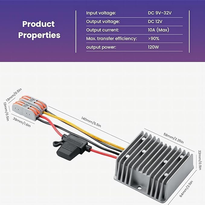 YABOANG 12V output detail for stable power in vehicles and DIY projects