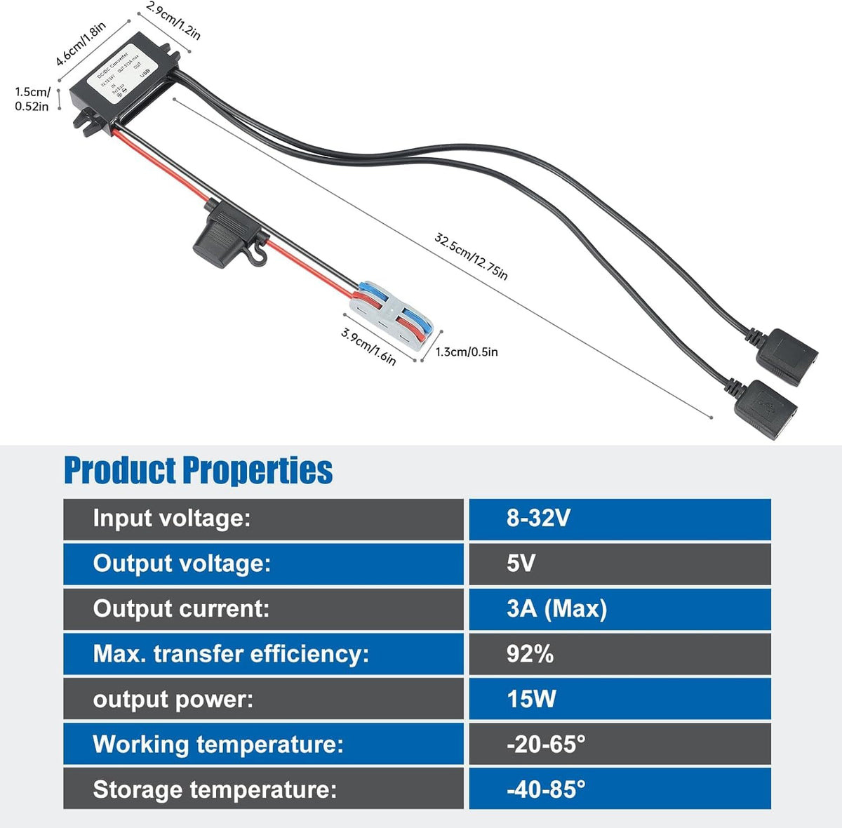 YABOANG outputs 5V at up to 3A for USB devices.