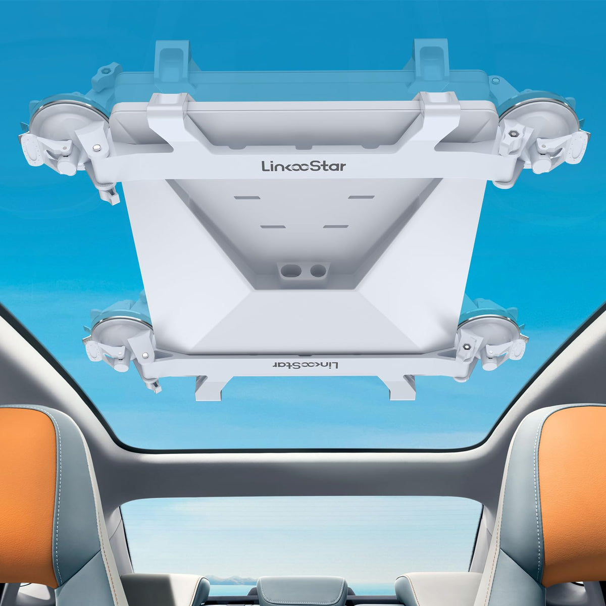 YaCeSyn Linkoostar on windshield enables portable Starlink Mini connectivity