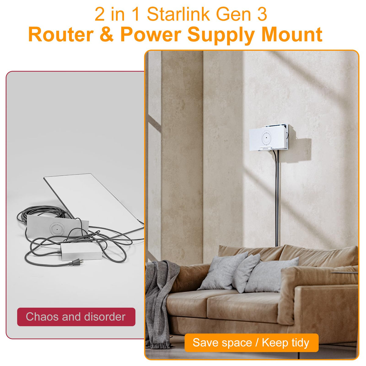 YaCeSyn Starlink Gen 3 power supply mount keeps cabling neat and cool