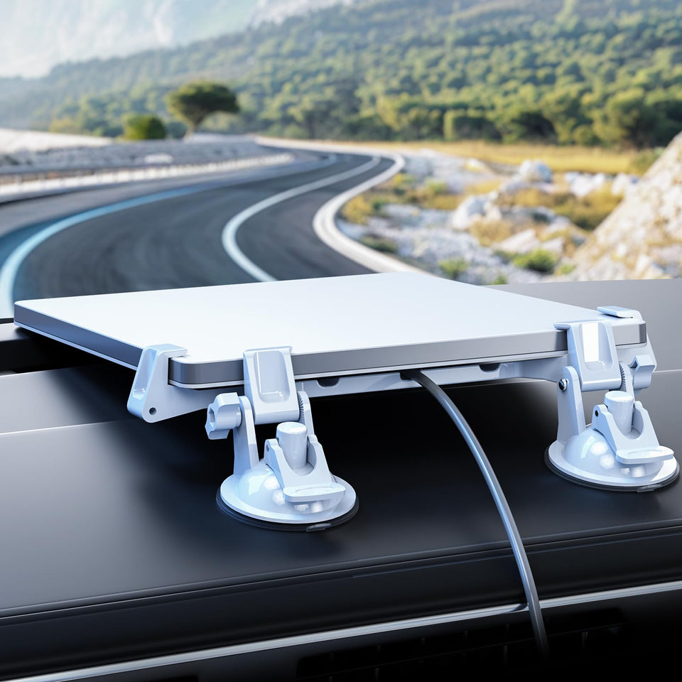 YaCeSyn Starlink Mini suction cup mount on dashboard for stable internet on the go.