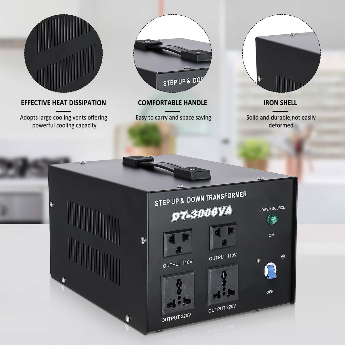 YaeCCC 3000VA input/output ports enabling flexible voltage conversion.