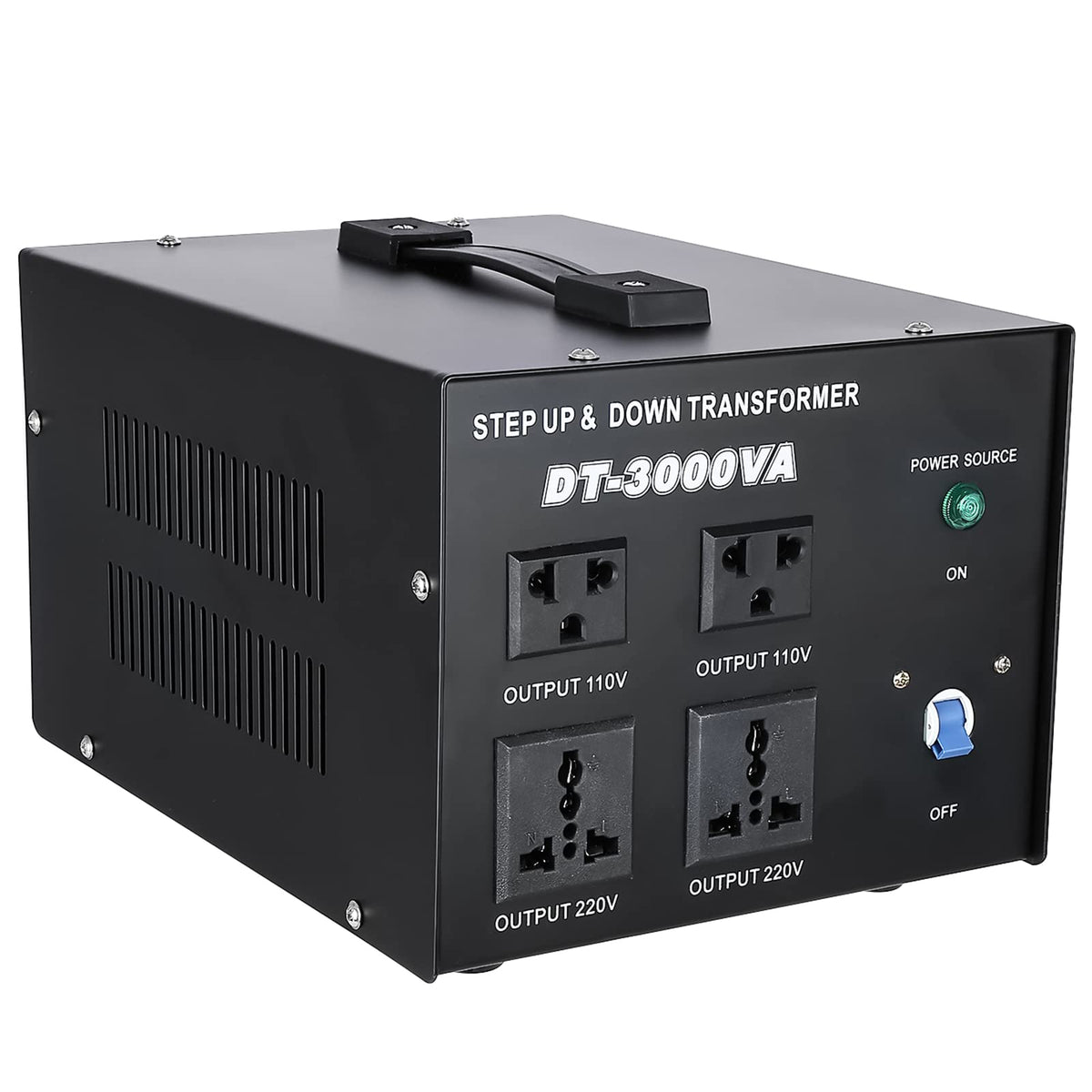 YaeCCC 3000VA voltage transformer front view for safe home power conversion.