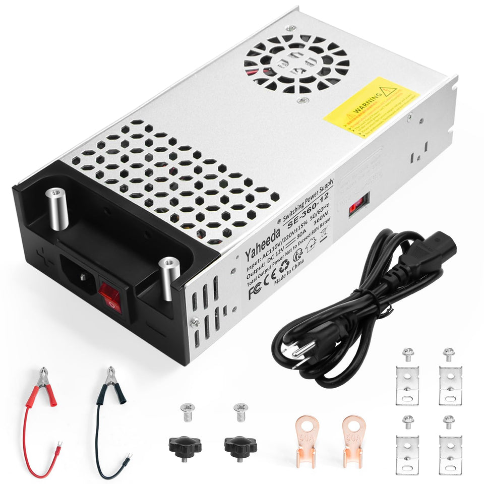 Yaheeda converter front view showing power switch and benefits of easy control