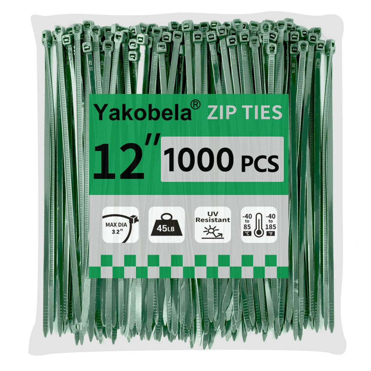 Yakobela green zip tie 12-inch securing garden plants for sturdy growth
