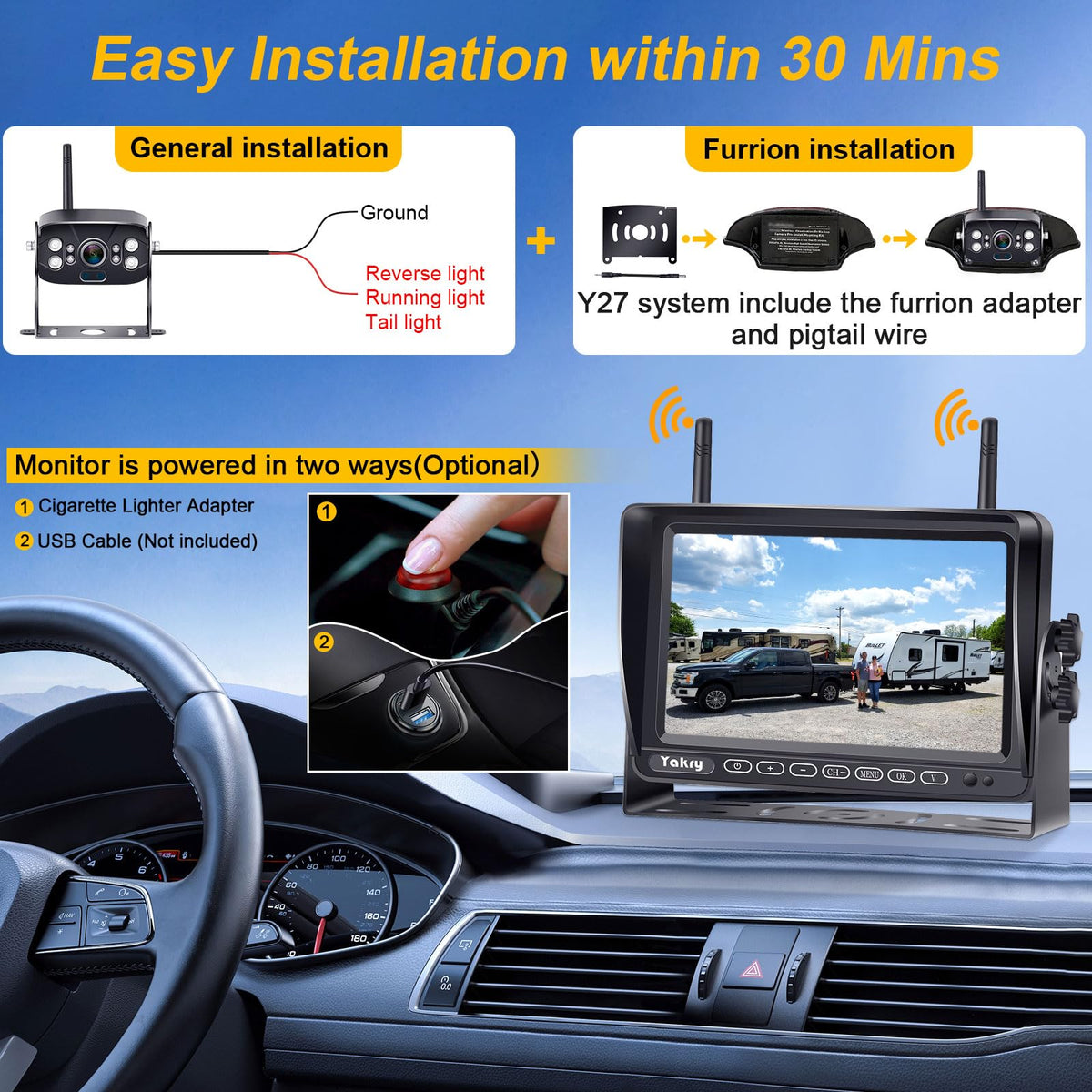 Yakry Y27-N 7-inch touch monitor for easy switching