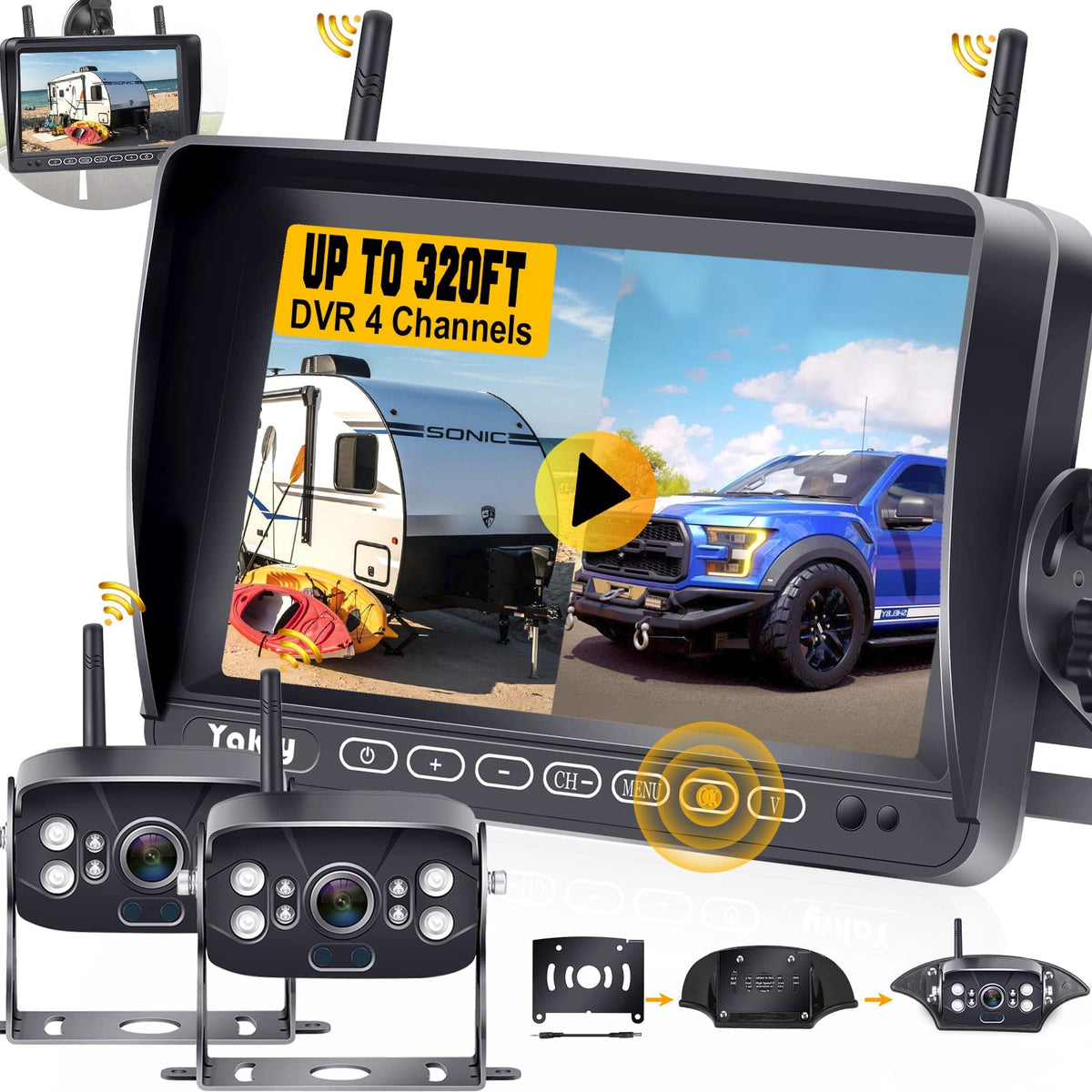 Yakry Y28 rear view camera offers clear parking views for safer reversing.