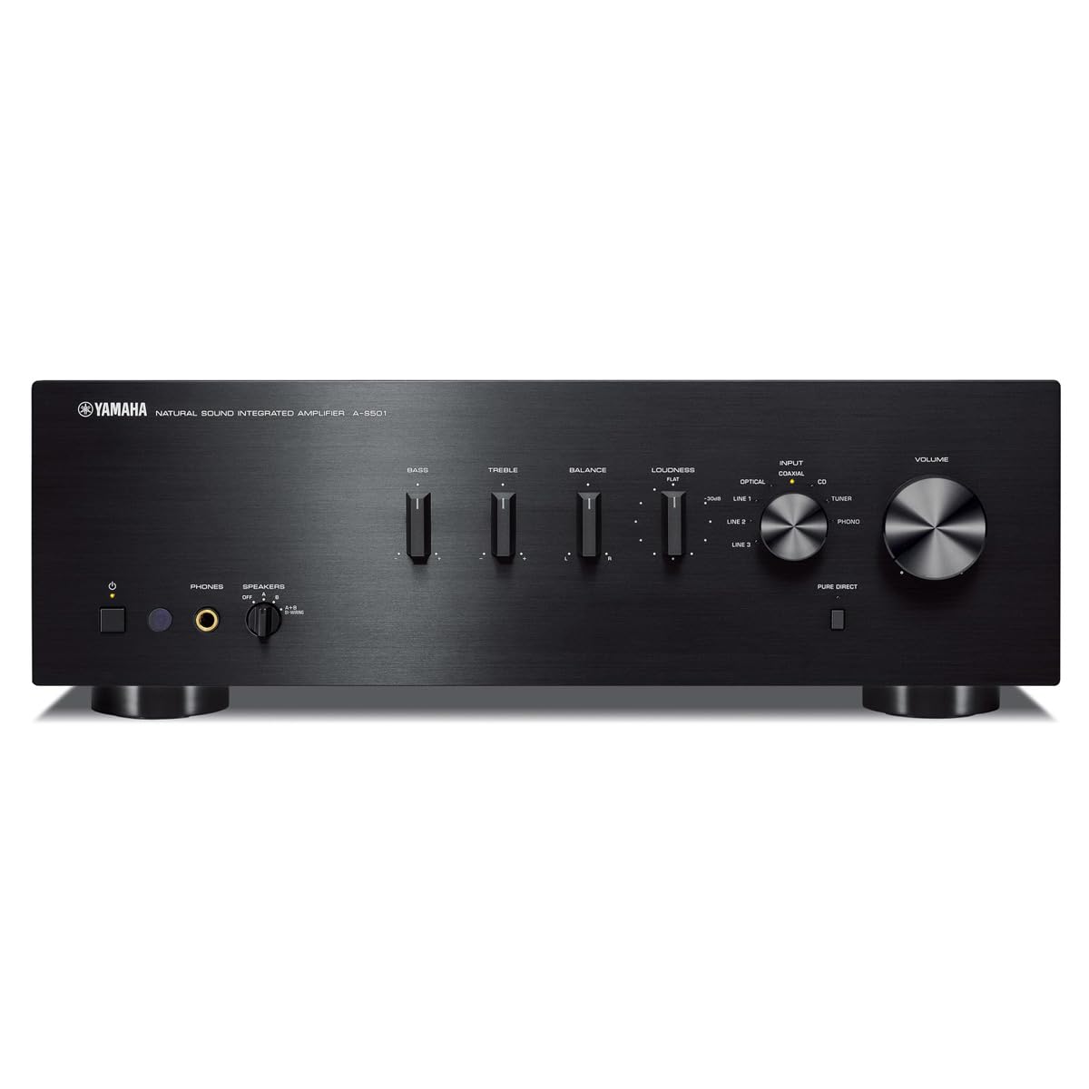 Yamaha A-S501BL front panel view showing clean design for intuitive use