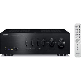 Yamaha A-S801 black front view showing premium build for high-fidelity listening.