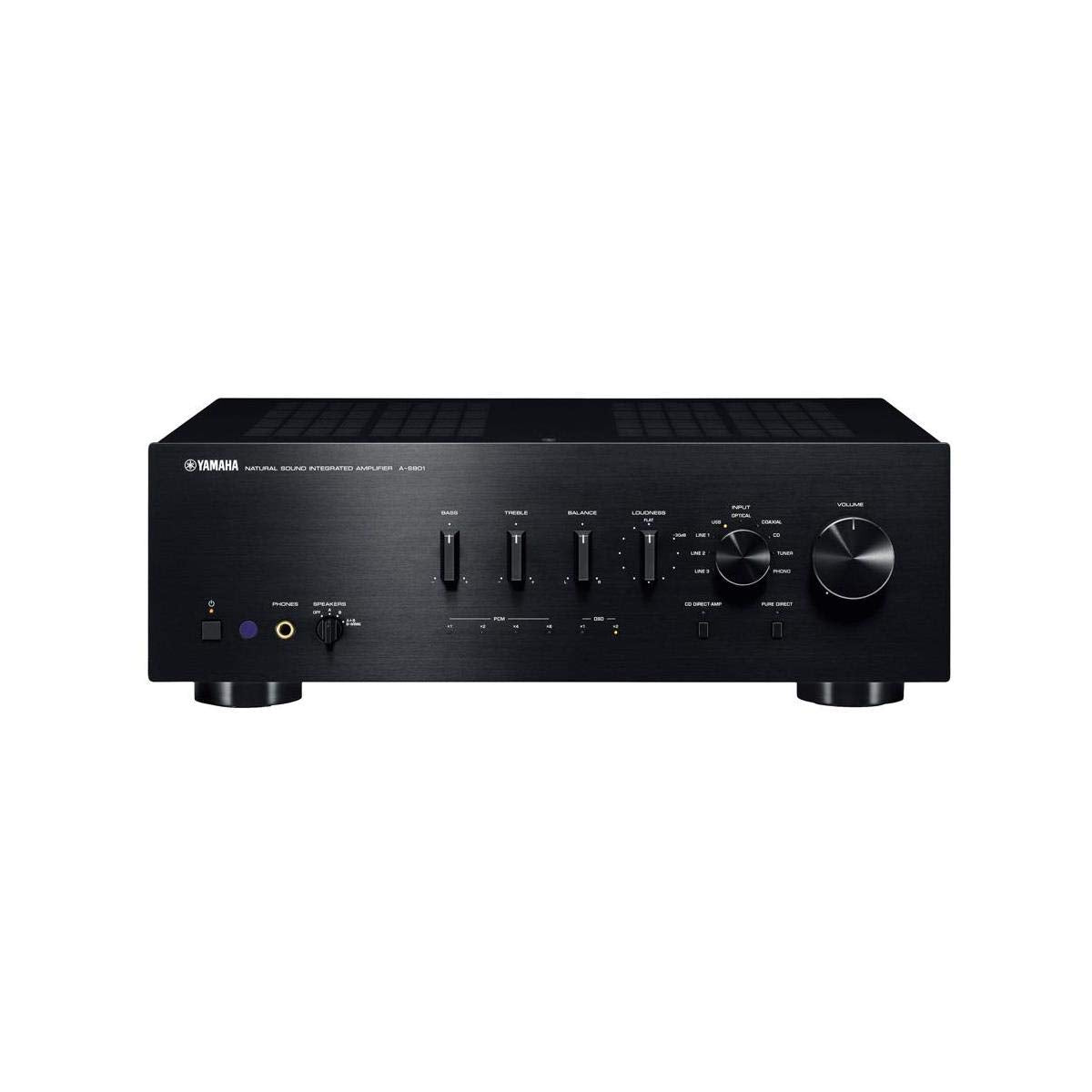 Yamaha A-S801 gold inputs phonostage, versatile analog and digital connections.