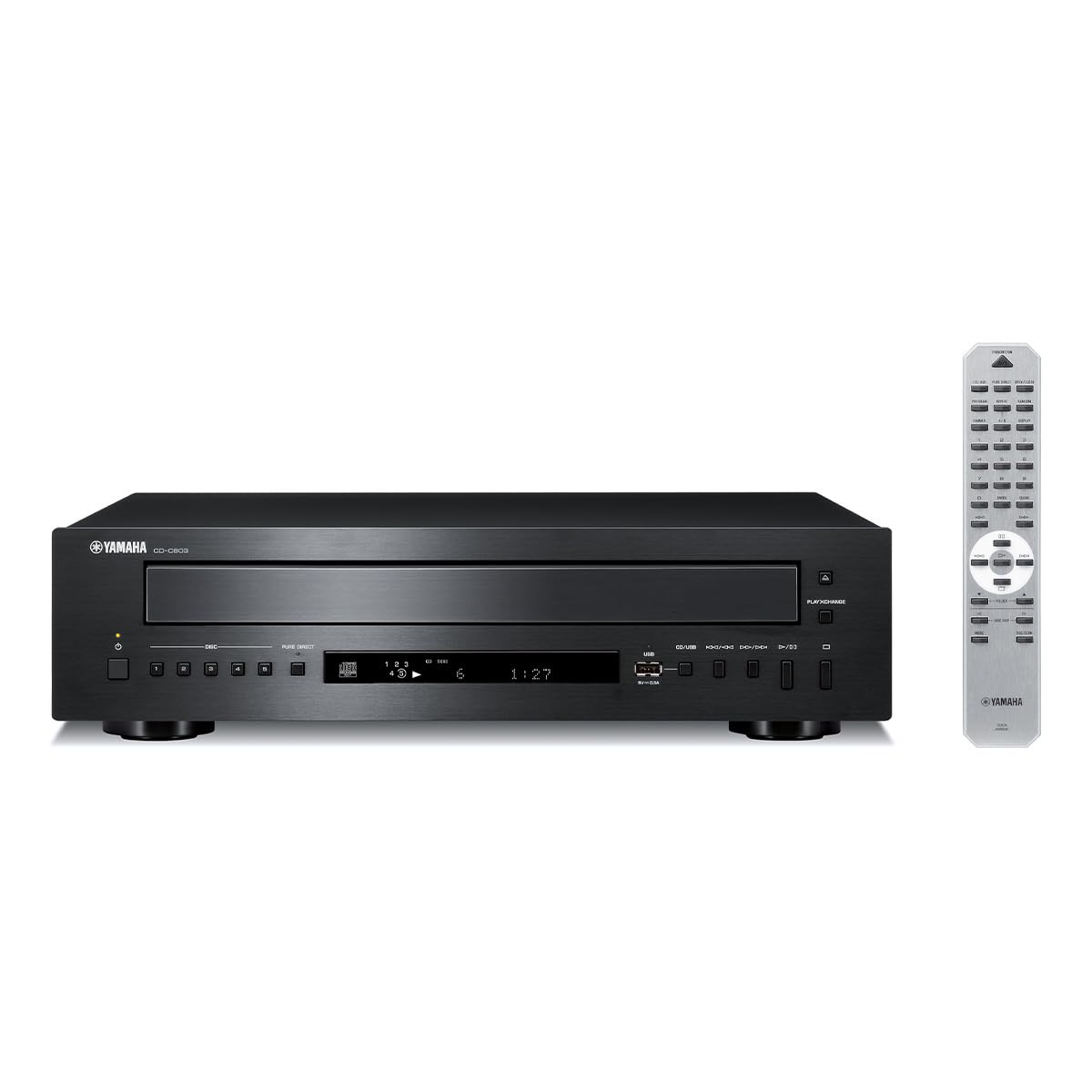 Yamaha CD-C603 with 5-disc tray open for easy disc swapping