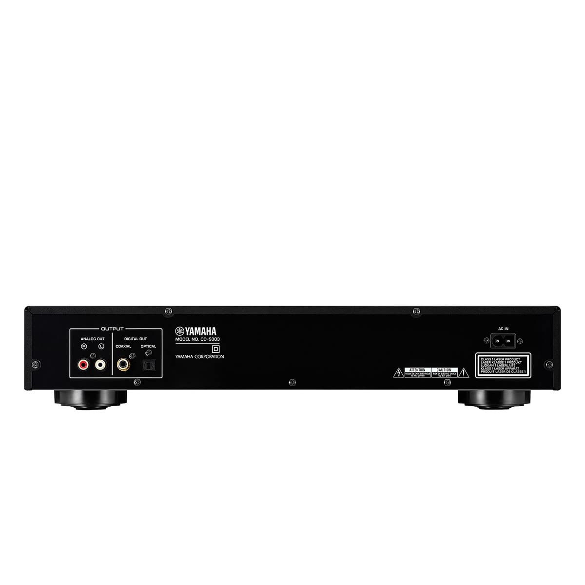 Yamaha CD-S303 laser pickup floating mechanism ensures stable disc reading.
