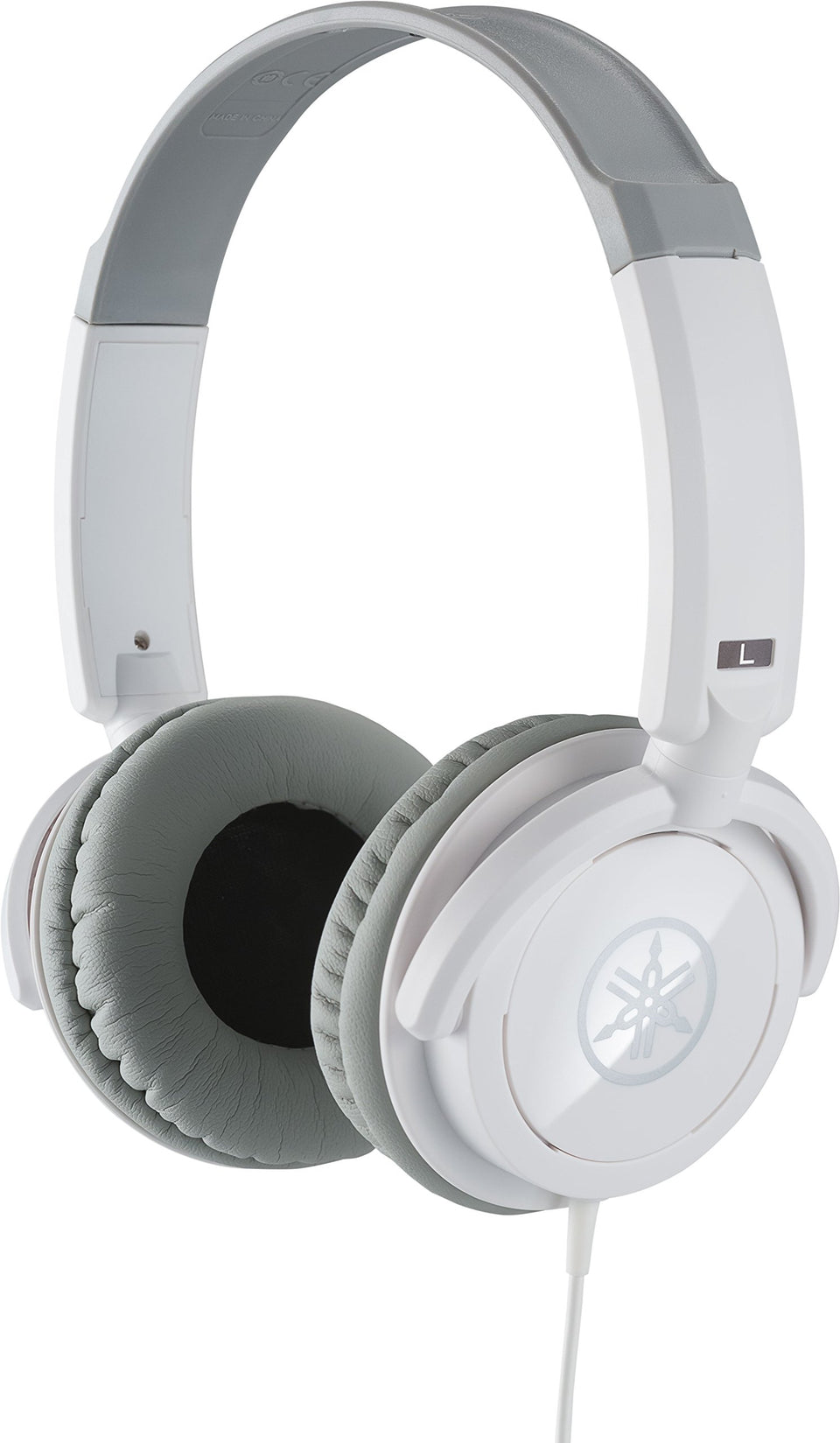 Yamaha HPH-100WH front view in white showing closed on-ear cups and logo, clear branding and style benefit