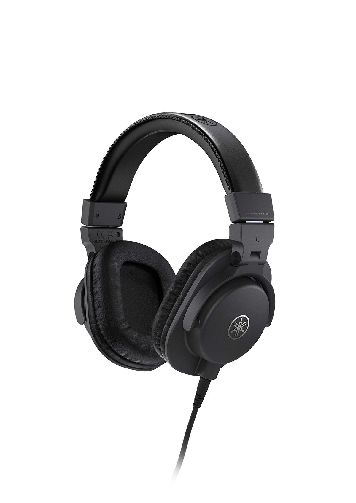 Yamaha HPH-MT5 headphones front view showing compact studio design.