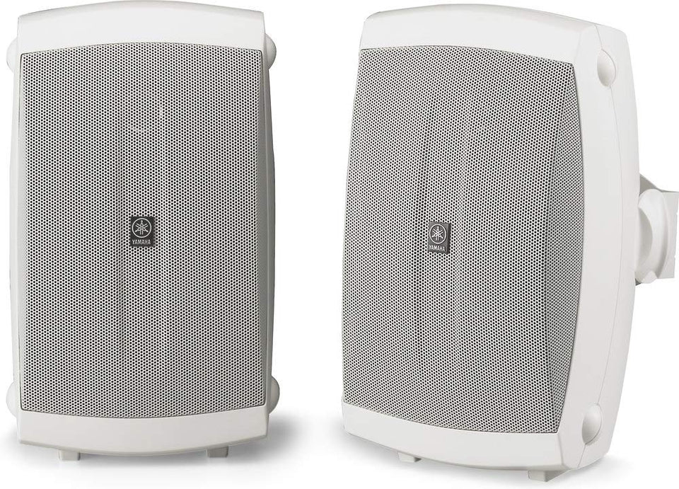 Yamaha NS-AW150W 5-inch woofer close-up highlighting midbass clarity for outdoor listening.
