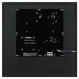 Yamaha NS-SW100BL subwoofer back panel for easy setup and connectivity.