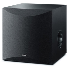 Yamaha NS-SW100BL subwoofer front view delivering tight, powerful bass.