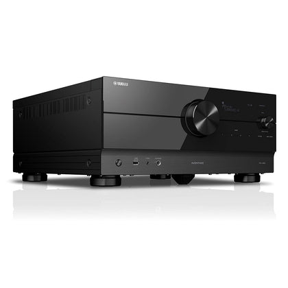 Yamaha RX-A8A front-view shows premium chassis for immersive home theater.