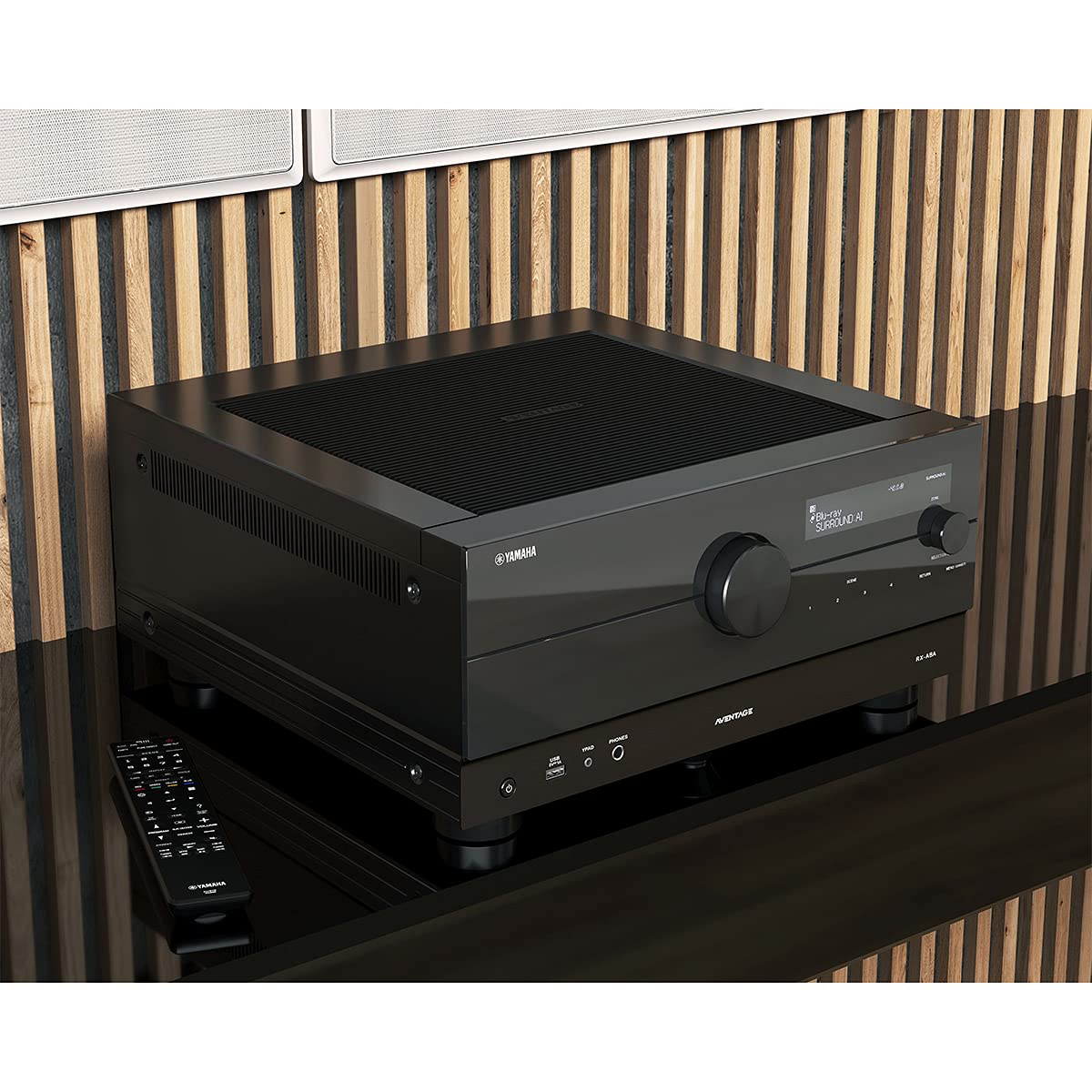 Yamaha RX-A8A MusicCast streaming enables multi-room listening throughout home.