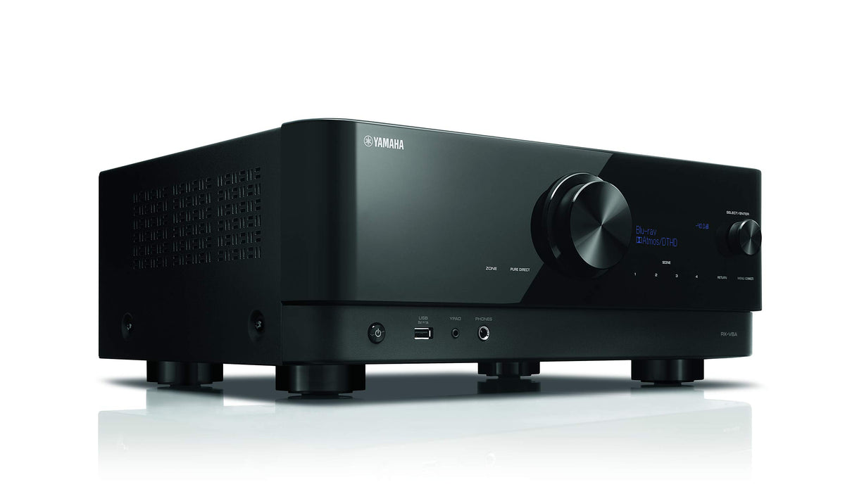 Yamaha RX-V6A front angled view, ideal centerpiece for immersive sound