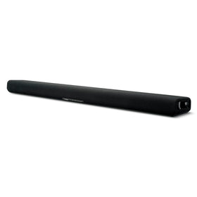 Yamaha SR-B30A sound bar front view highlighting compact design and built-in subwoofers for rich bass.