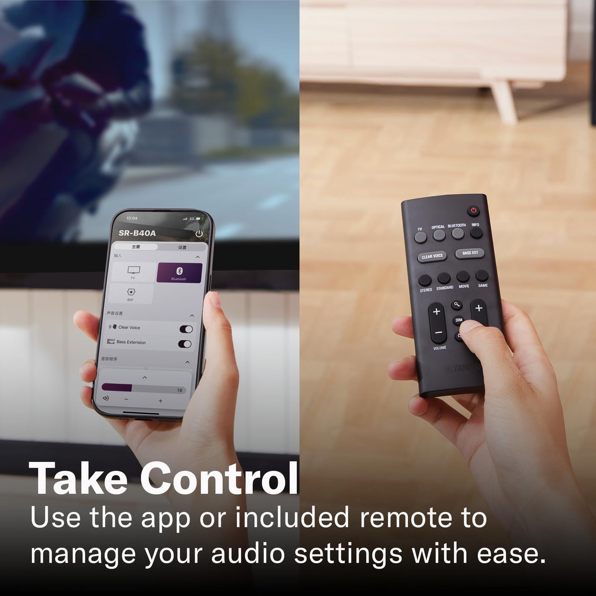 Yamaha SR-B40A remote and mobile app control
