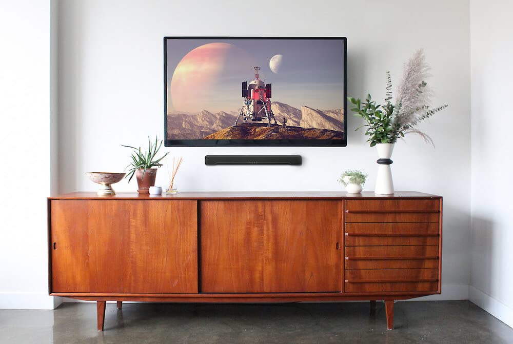 Yamaha SR-C20A wall-mount setup shows space-saving TV configuration