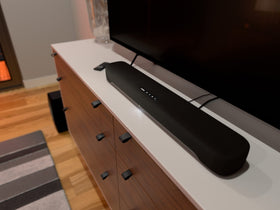 Yamaha SR-C30A compact design fits under most TVs.
