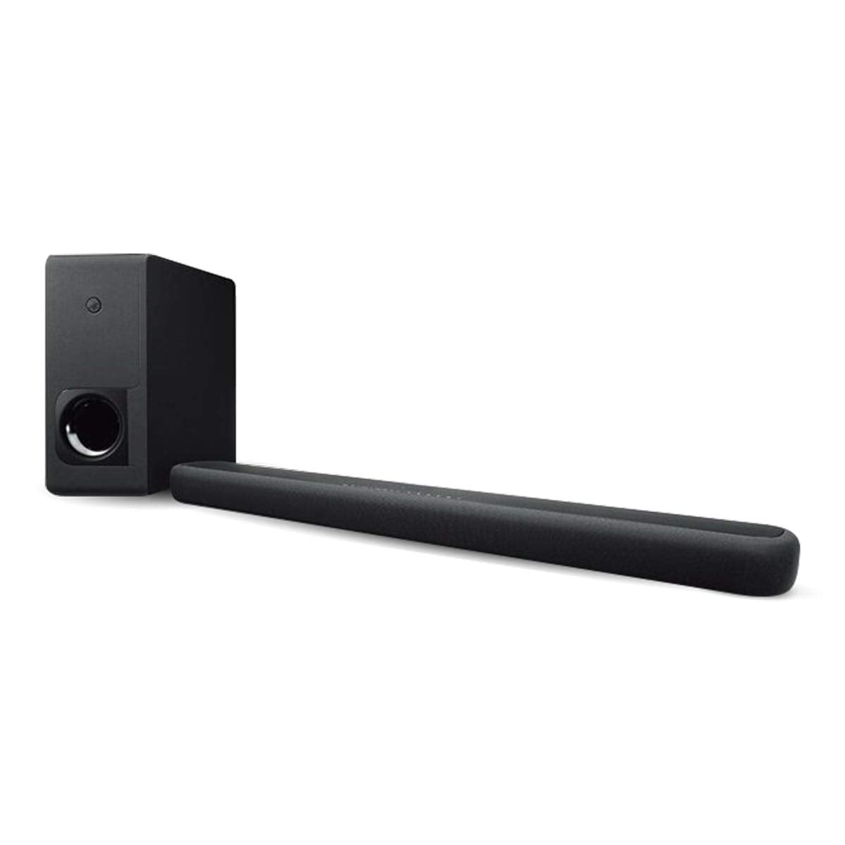 Yamaha YAS-209BL sound bar front view showing slim profile for clear dialogue.
