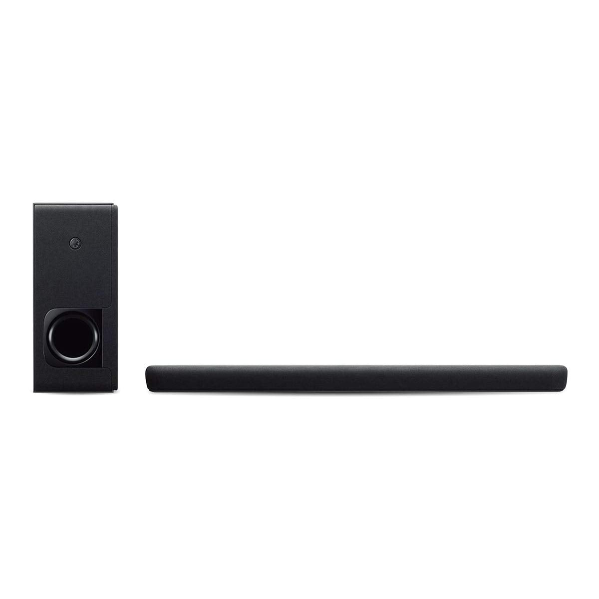 Yamaha YAS-209BL remote control for quick volume and input changes.