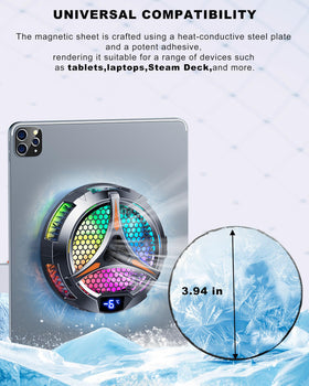 YANISM iPad Cooler LED display and two-stage cooling modes.