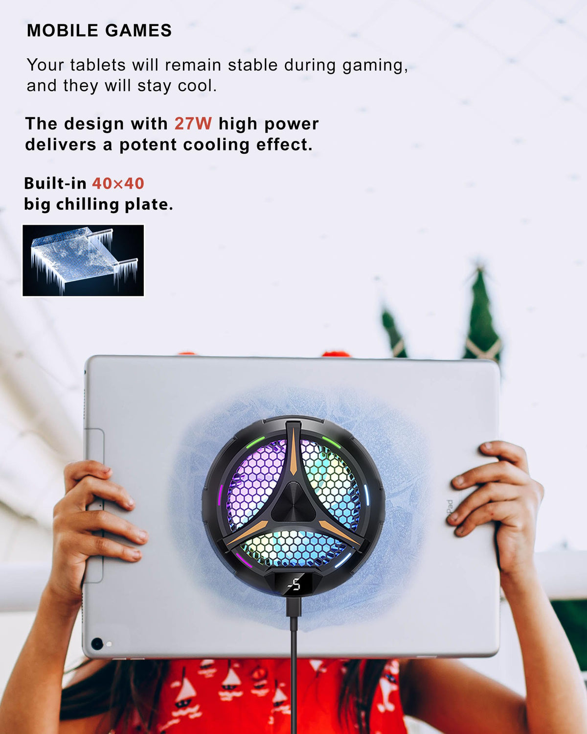 YANISM iPad Cooler side-mount demonstrates universal compatibility with laptops.
