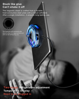 YANISM iPad Cooler top view shows magnetic suction and compact form.