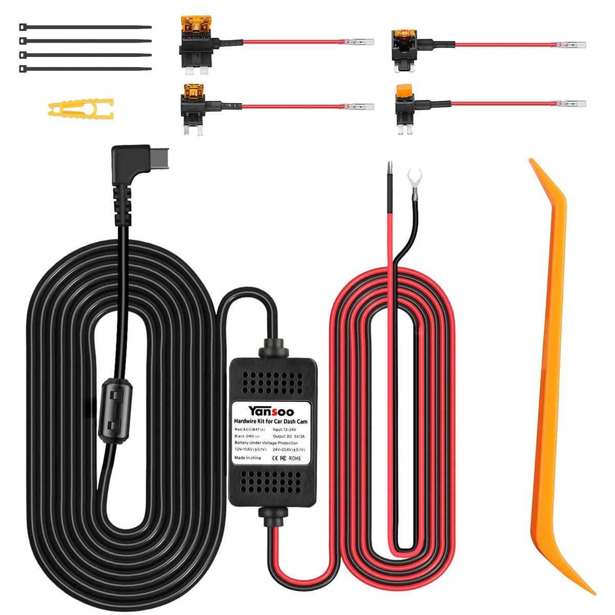 Yansoo front packaging showing hardwire kit and benefits