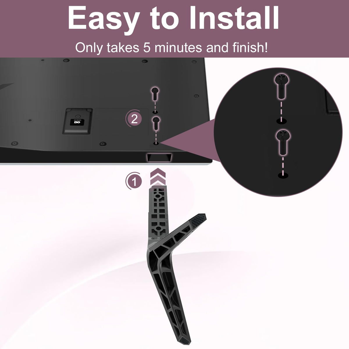 Yaotieci legs attached to Vizio TV illustrating correct scale and positioning